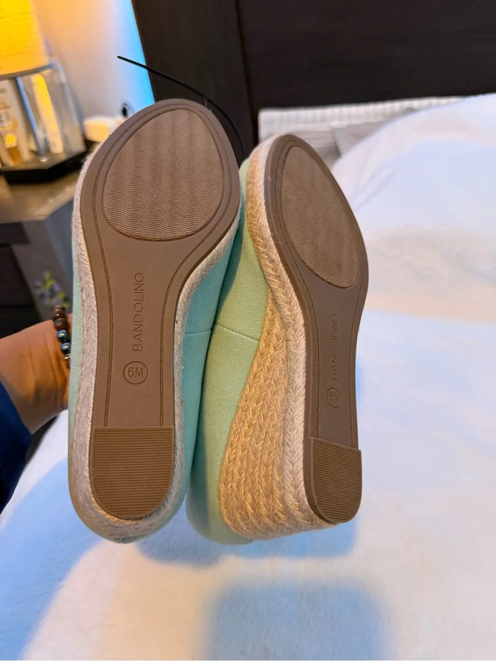 Women’s Mint Green Peep-Toe Espadrille Wedges